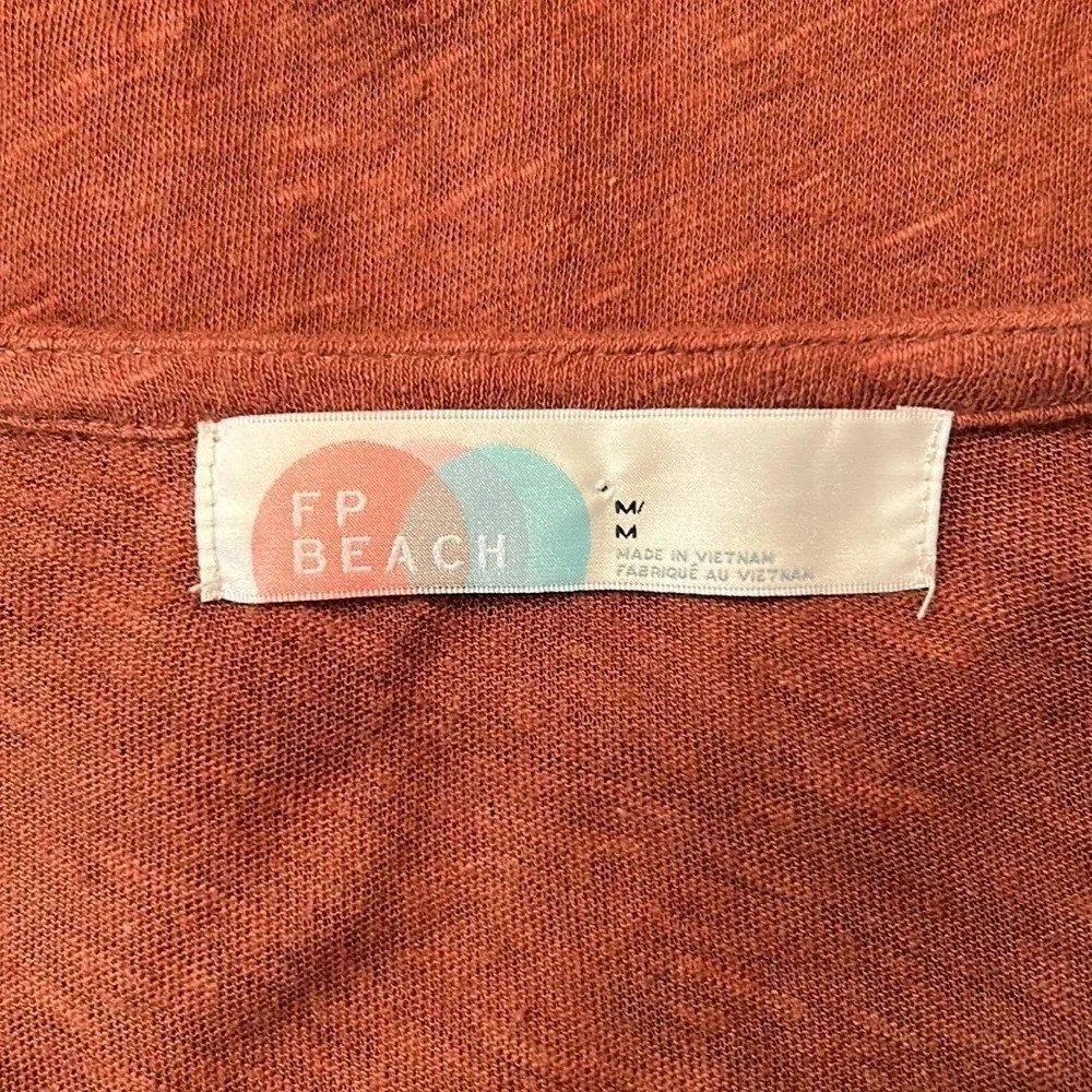 Free People Beach Linen Blend Drop Waist Button Up Oversized Mini Dress Medium - Picture 7 of 9